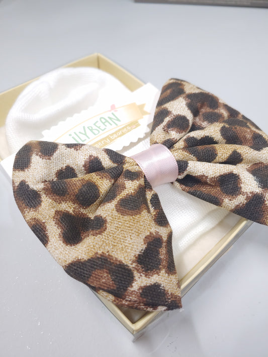 Leopard Print Bow Hospital Hat